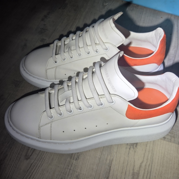 Alexander McQueen White Sneakers with Orange Accents - Picture 7 of 8